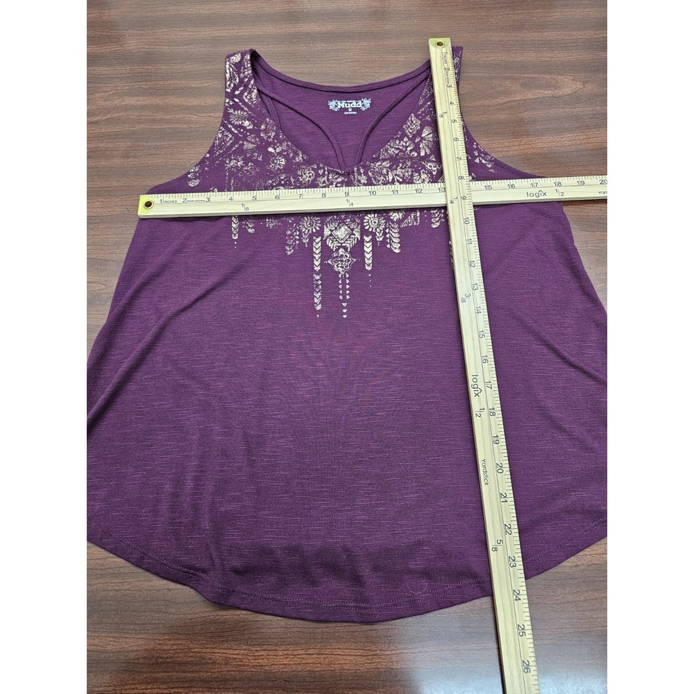 Mudd Womens Burgundy Tank Top M Boho Floral Graphic Flowy Sleeveless Casual Top - Picture 7 of 7